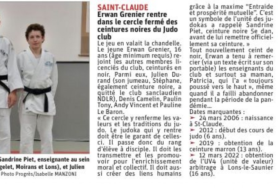 Articles le Progrès du 09.10.2022